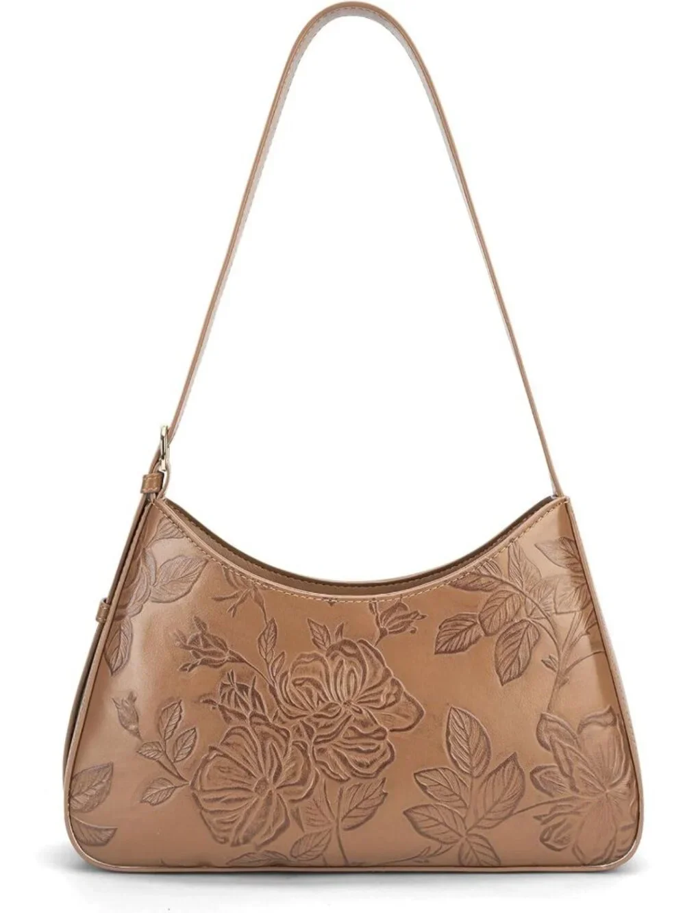 Vegan Leather Crescent Hobo Bag - Stylish Underarm Purse with Embossed Design